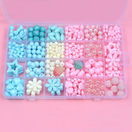 24 Grid Acrylic Beaded Kids DIY Necklace Bracelet Toys(Ice and Snow Series)