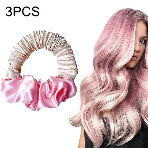 3PCS No Trace Ball Head Curling Iron Portable Sleep No Heat Curling Iron(Pink)