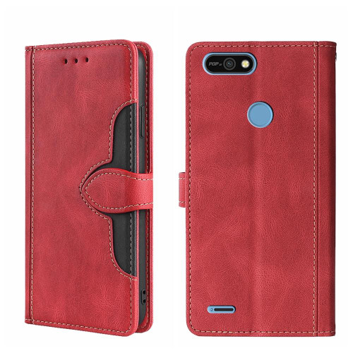 For Tecno Pop 2 / Pop 2 F / Pop 2 Pro Skin Feel Straw Hat Magnetic Buckle Leather Phone Case(Red)