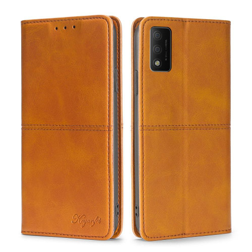 For TCL 30T T603DL Cow Texture Magnetic Horizontal Flip Leather Phone Case(Light Brown)