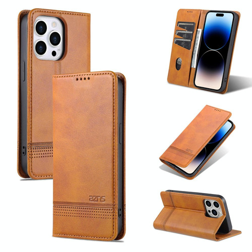 For iPhone 14 Pro AZNS Magnetic Calf Texture Flip Leather Phone Case(Light Brown) For iPhone 14 Pro AZNS Magnetic Calf Texture Flip Leather Phone Case(Light Brown)