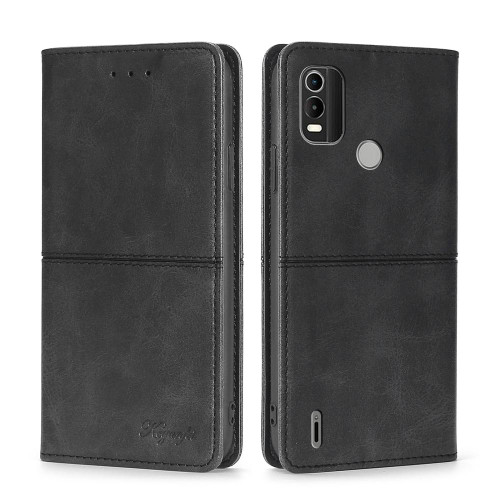 For Nokia C21 Plus Cow Texture Magnetic Horizontal Flip Leather Phone Case(Black)
