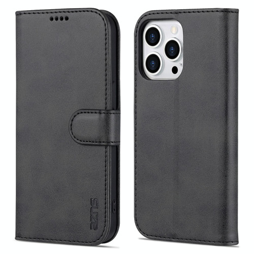 For iPhone 14 Pro AZNS Skin Feel Calf Texture Horizontal Flip Leather Case(Black)