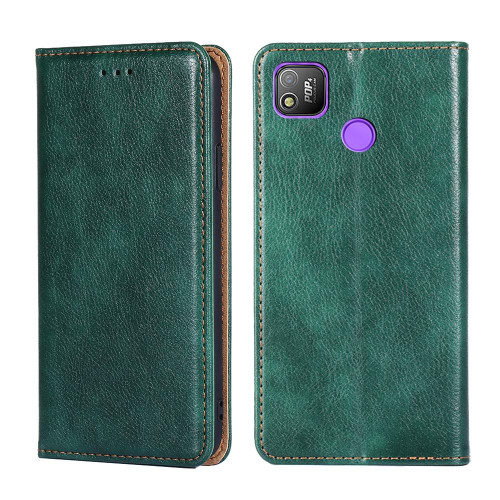 For Tecno Pop 4 Gloss Oil Solid Color Magnetic Leather Phone Case(Green)