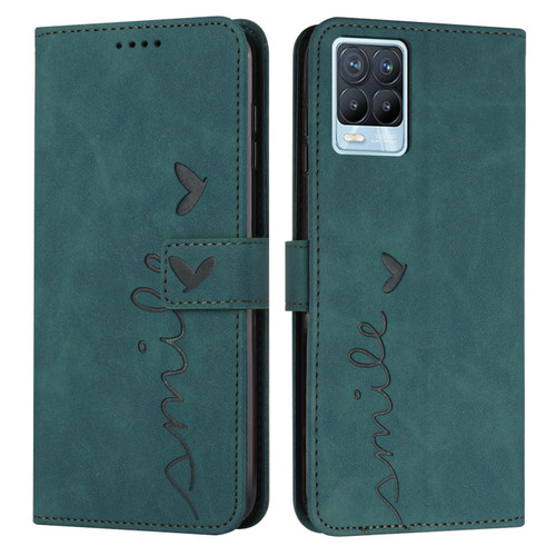 For OPPO Realme 8/Realme 8 Pro Skin Feel Heart Pattern Leather Phone Case(Green)