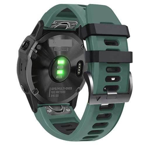 For Garmin Fenix 7X 26mm Silicone Sports Two-Color Watch Band(Amy Green+Black) For Garmin Fenix 7X 26mm Silicone Sports Two-Color Watch Band(Amy Green+Black)