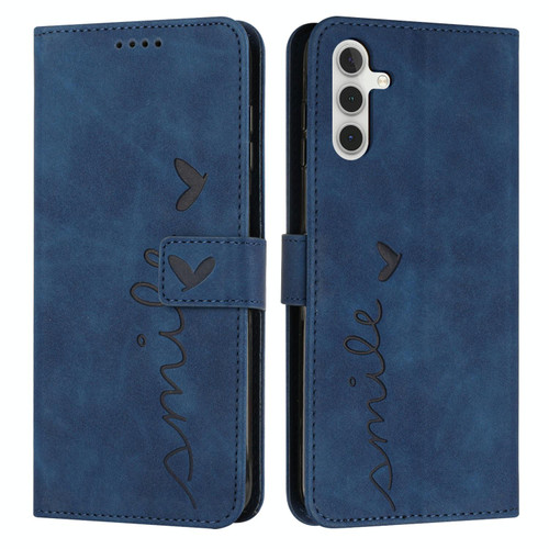 For Samsung Galaxy A13 5G Skin Feel Heart Pattern Leather Phone Case(Blue)