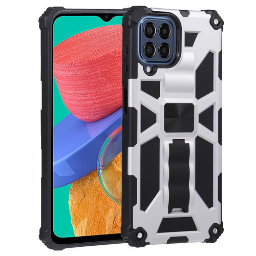 For Samsung Galaxy M33 Shockproof TPU + PC Magnetic Phone Case with Holder(Silver)