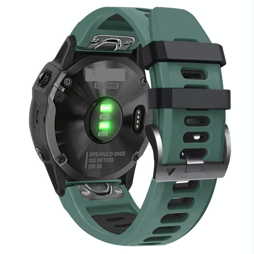 For Garmin Fenix 7X Solar 26mm Silicone Sports Two-Color Watch Band(Amy Green+Black) For Garmin Fenix 7X Solar 26mm Silicone Sports Two-Color Watch Band(Amy Green+Black)
