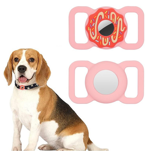 Donut Pet Collar Anti-scratch Shockproof Silicone Cover For AirTag(Pink)