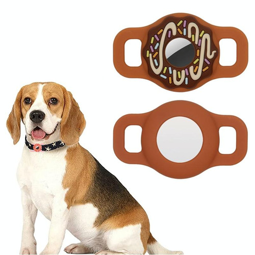 Donut Pet Collar Anti-scratch Shockproof Silicone Cover For AirTag(Brown)