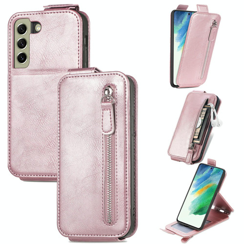 For Samsung Galaxy S21 FE 5G Zipper Wallet Vertical Flip Leather Phone Case(Pink) For Samsung Galaxy S21 FE 5G Zipper Wallet Vertical Flip Leather Phone Case(Pink)