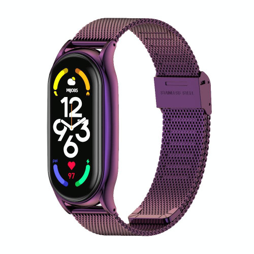 For Xiaomi Mi Band 7 / 7 NFC MIJOBS Milan Buckle Plus Stainless Steel Watch Band(Purple)
