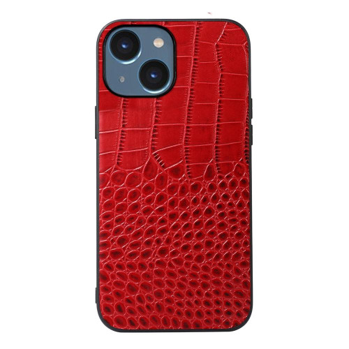 For iPhone 14 Plus Crocodile Top Layer Cowhide Leather Case  (Red)