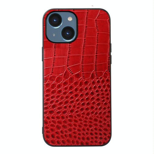 For iPhone 14 Crocodile Top Layer Cowhide Leather Case (Red)