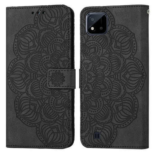 For OPPO Realme C20 Mandala Embossed Flip Leather Phone Case(Black)