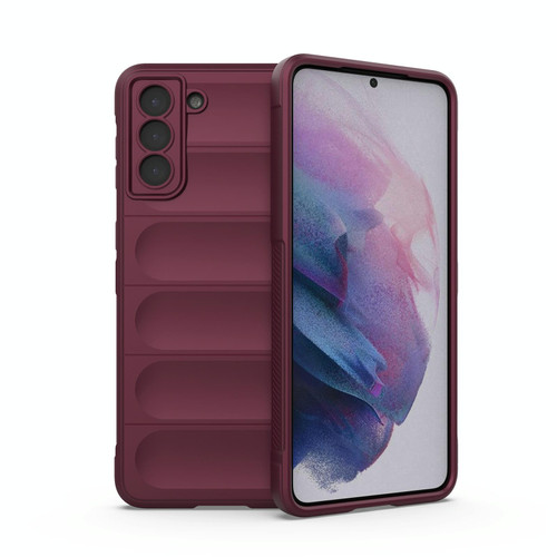 For Samsung Galaxy S21+ 5G Magic Shield TPU + Flannel Phone Case(Wine Red)