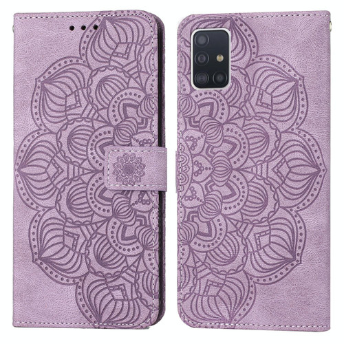 For Samsung Galaxy A51 4G Mandala Embossed Flip Leather Phone Case(Purple)