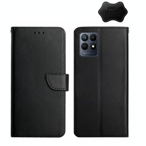 For OPPO Realme Narzo 50 4G Genuine Leather Fingerprint-proof Horizontal Flip Phone Case(Black)