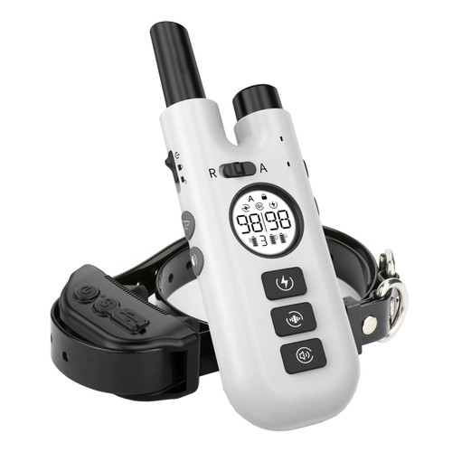 Intelligent Remote Control Dog Trainer Automatic Barking Stop Collar(White)
