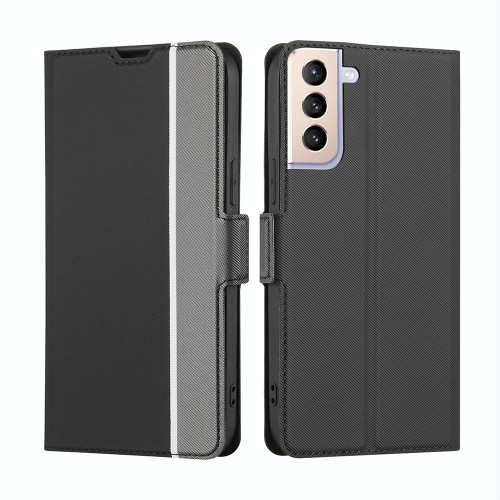For Samsung Galaxy S21+ 5G Twill Texture Side Button Leather Phone Case(Black) For Samsung Galaxy S21+ 5G Twill Texture Side Button Leather Phone Case(Black)