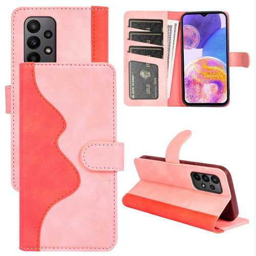 For Samsung Galaxy A23 5G Stitching Horizontal Flip Leather Phone Case (Pink)