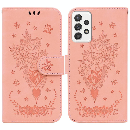 For Samsung Galaxy A72 5G / 4G Butterfly Rose Embossed Leather Phone Case(Pink)