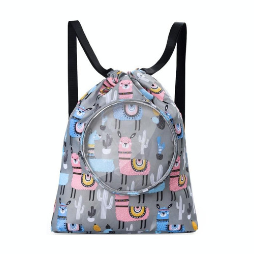Wet And Dry Separation Waterproof Drawstring Shoulder Beach Swimming Bag For Children Gray S
