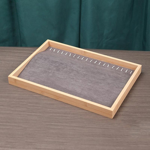 Bamboo Wood Jewelry Display Pallet Jewelry Storage Display Tray, Style: Necklace Tray