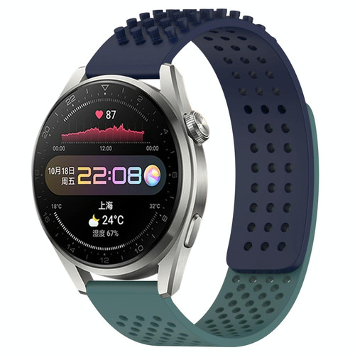 For Huawei Watch 3 Pro 22mm Holes Breathable 3D Dots Silicone Watch Band(Midnight Blue+Olive Green) For Huawei Watch 3 Pro 22mm Holes Breathable 3D Dots Silicone Watch Band(Midnight Blue+Olive Green)