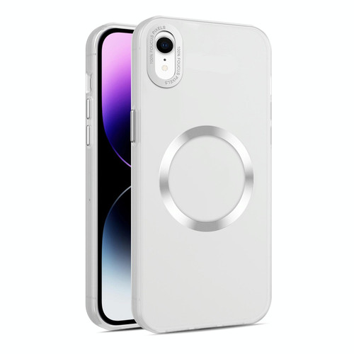 For iPhone XR CD Texture MagSafe Frosted Translucent Phone Case(White)