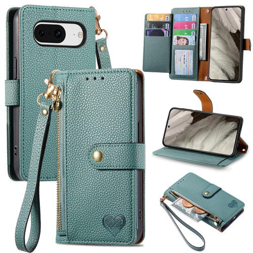 For Google Pixel 6 Pro Love Zipper Lanyard Leather Phone Case(Green) For Google Pixel 6 Pro Love Zipper Lanyard Leather Phone Case(Green)
