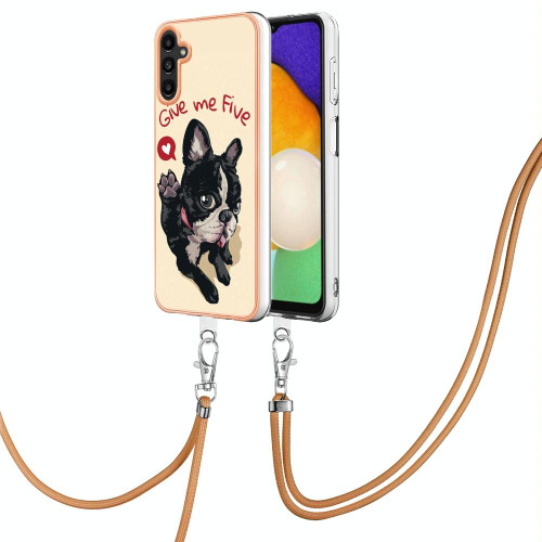 For Samsung Galaxy A53 5G Electroplating Dual-side IMD Phone Case with Lanyard(Lucky Dog)
