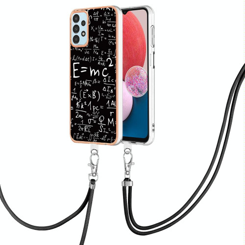 For Samsung Galaxy A34 5G Electroplating Dual-side IMD Phone Case with Lanyard(Equation)