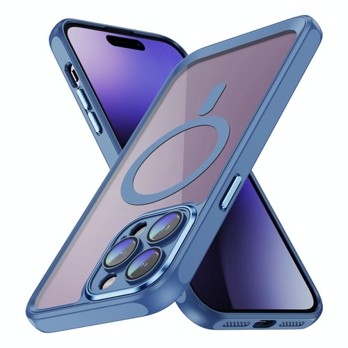 For iPhone 15 Pro Max MagSafe Magnetic PC + TPU Phone Case with Lens Film(Blue)