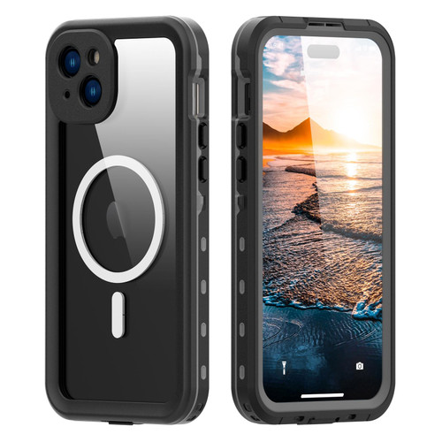For iPhone 15 Plus RedPepper IP68 Waterproof MagSafe Phone Case(Black)