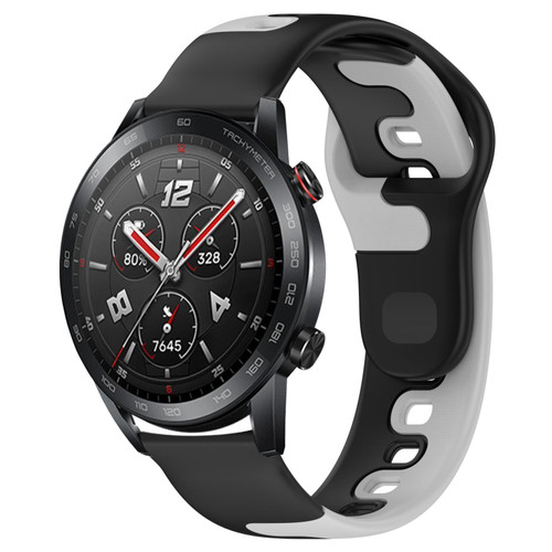 For Honor Watch GS 3i 22mm Double Color Silicone Watch Band(Black+Grey) For Honor Watch GS 3i 22mm Double Color Silicone Watch Band(Black+Grey)
