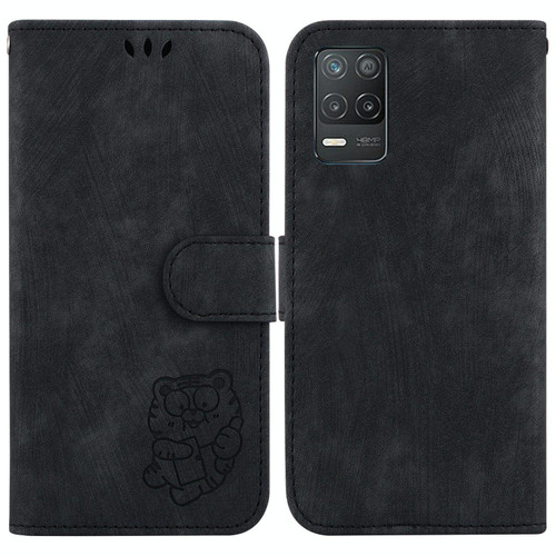 For Realme 8 5G Global / V13 5G Little Tiger Embossed Leather Phone Case(Black)