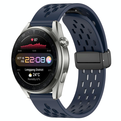 For Huawei Watch 3 Pro New 22mm Folding Magnetic Clasp Silicone Watch Band(Midnight Blue)