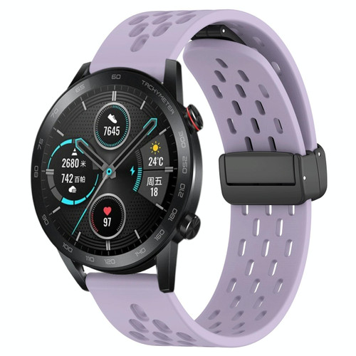For Honor MagicWatch2 42mm 20mm Folding Magnetic Clasp Silicone Watch Band(Purple) For Honor MagicWatch2 42mm 20mm Folding Magnetic Clasp Silicone Watch Band(Purple)