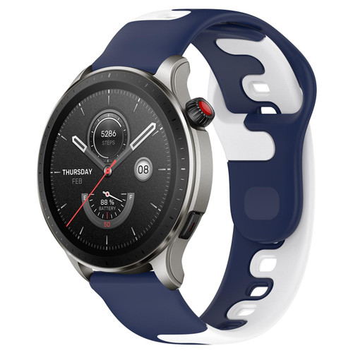 For Amazfit GTR 4 22mm Double Color Silicone Watch Band(Blue+White) For Amazfit GTR 4 22mm Double Color Silicone Watch Band(Blue+White)