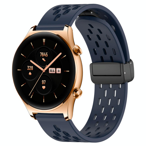 For Honor Watch GS 3 22mm Folding Magnetic Clasp Silicone Watch Band(Midnight Blue)