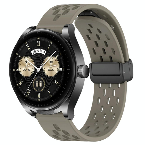 For Huawei Watch Buds 22mm Folding Magnetic Clasp Silicone Watch Band(Space Ash)