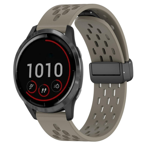 For Garmin Vivoactive 4 22mm Folding Magnetic Clasp Silicone Watch Band(Space Ash)
