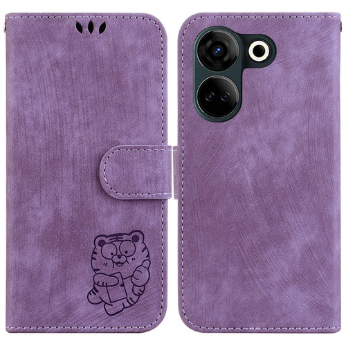 For Tecno Camon 20 Pro 4G / 20 Little Tiger Embossed Leather Phone Case(Purple) For Tecno Camon 20 Pro 4G / 20 Little Tiger Embossed Leather Phone Case(Purple)