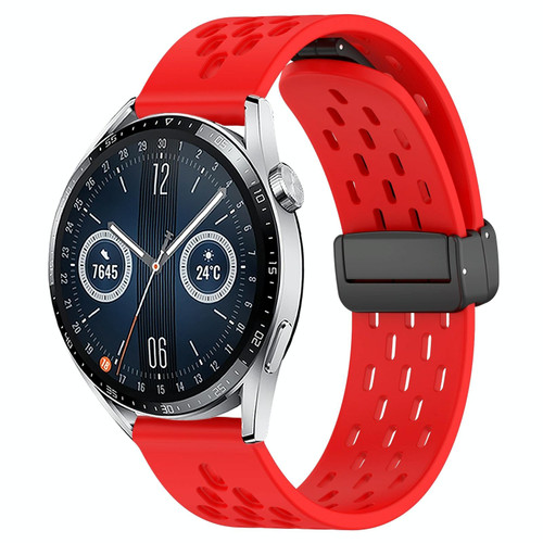 For Huawei Watch GT3 42mm 20mm Folding Magnetic Clasp Silicone Watch Band(Red) For Huawei Watch GT3 42mm 20mm Folding Magnetic Clasp Silicone Watch Band(Red)