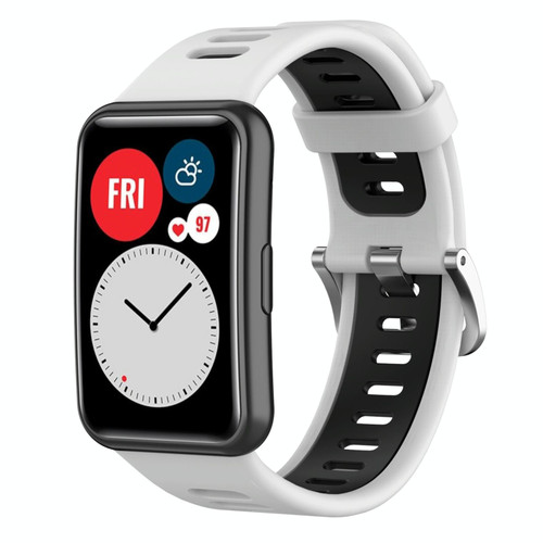 For Huawei Watch Fit New Two-Color Silicone Watch Band(White+Black)