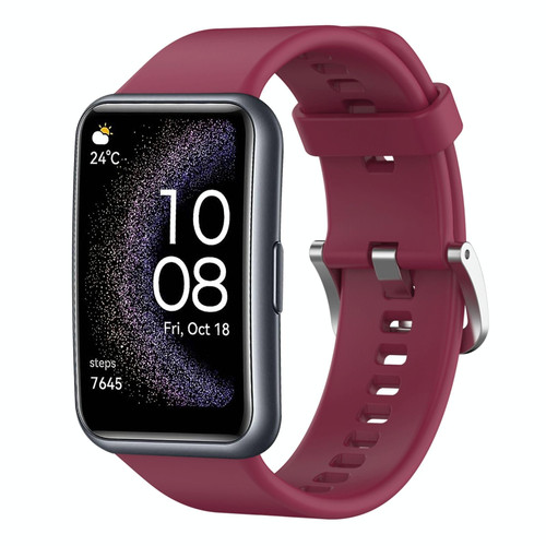 For Huawei Watch Fit Special Edition Solid Color Silicone Watch Band(Wine Red)