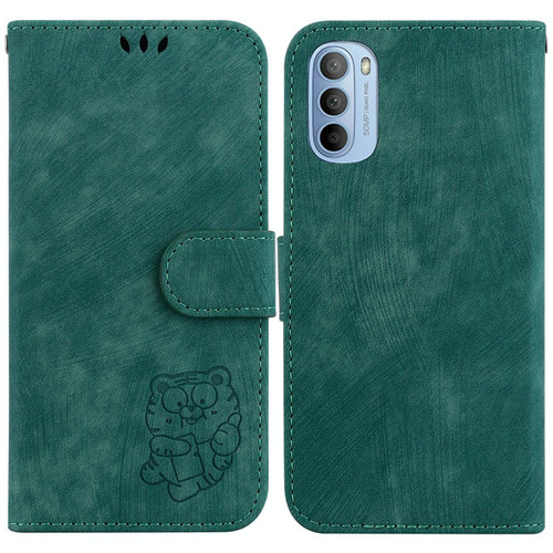 For Motorola Moto G51 Little Tiger Embossed Leather Phone Case(Green) For Motorola Moto G51 Little Tiger Embossed Leather Phone Case(Green)