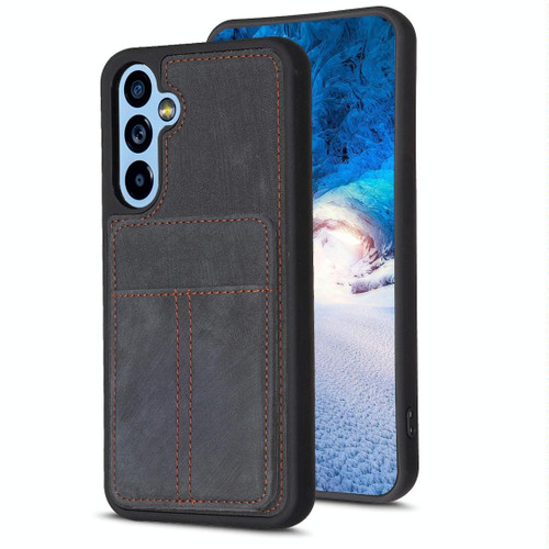 For Samsung Galaxy A54 5G BF28 Frosted Card Bag Phone Case with Holder(Black)